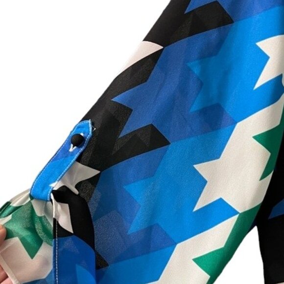 Worthington Woman Houndstooth Spring Tunic Split Neck 3/4 Sleeve High Low Hem 1X - Picture 5 of 9